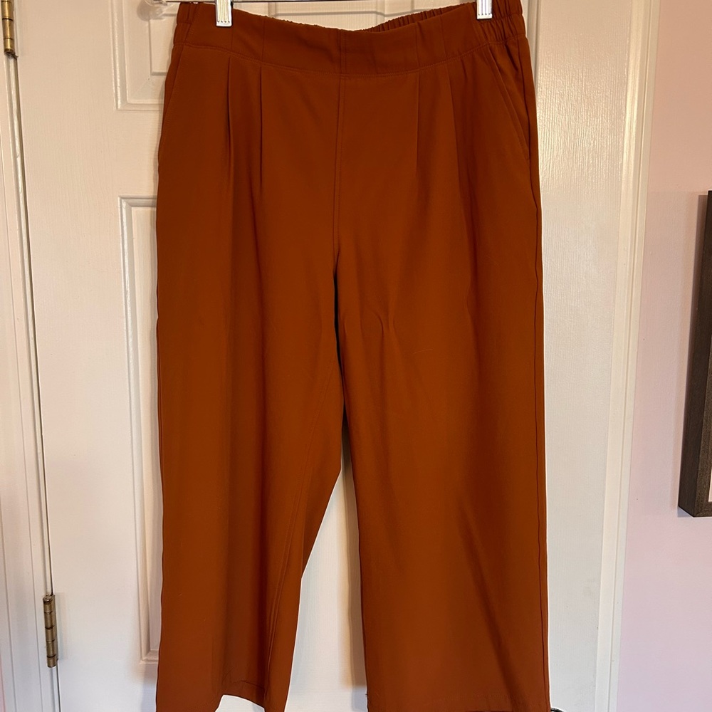 Kavu Cropped Wide Leg Pants in Rust Orange